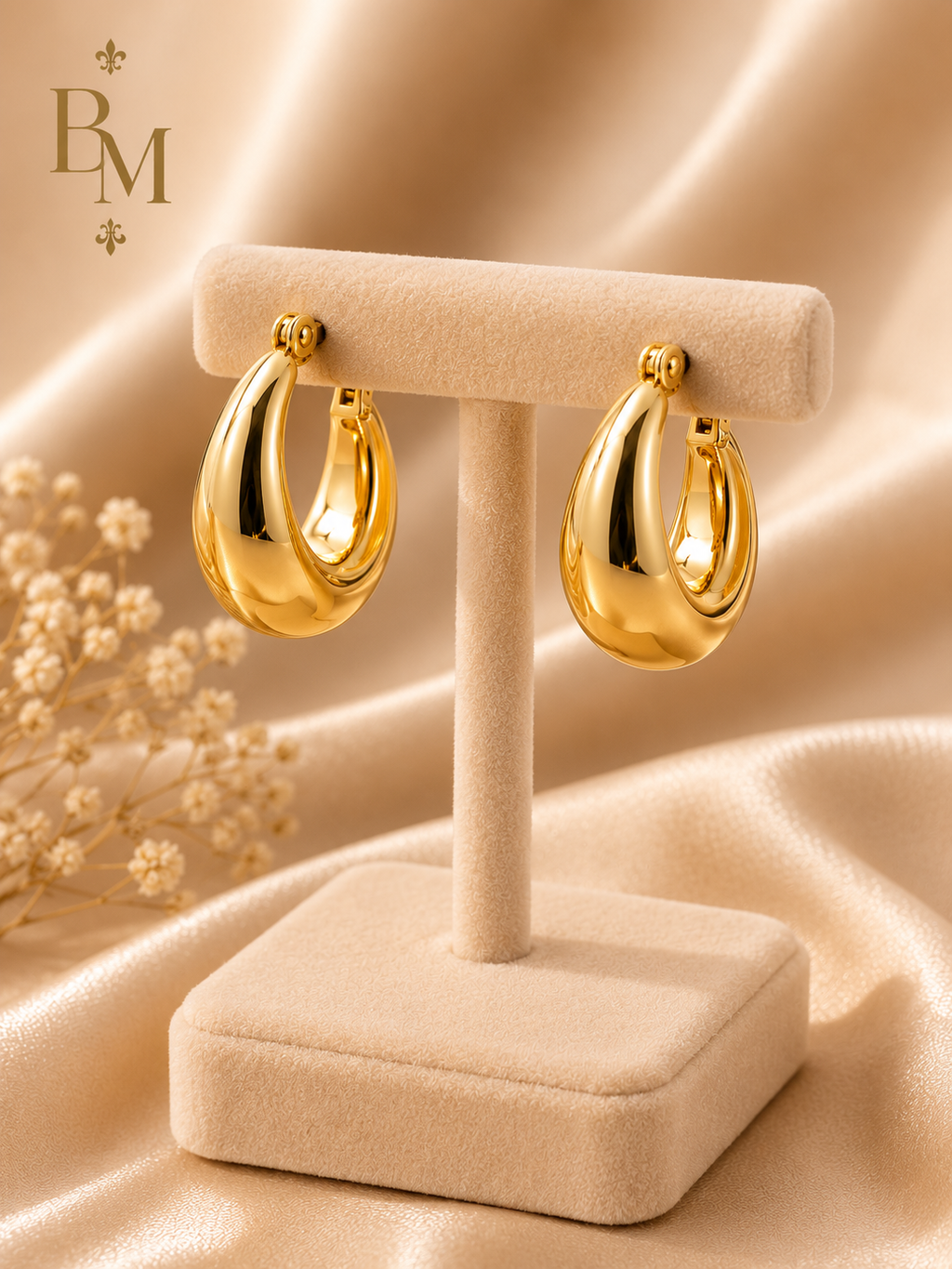 Classic Chunky Hoop Earrings | Solid 18K Gold – 1.9g | Bahremand Jewellery