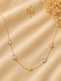 Tri-Color Geometric Necklace | Solid 18K Gold | 1.40 g | Bahremand Jewellery