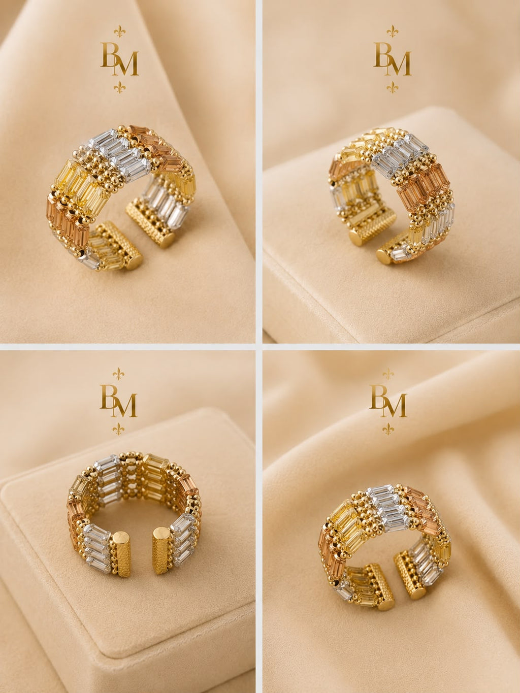 18K Tri-Color Gold Open Ring | 5.54 g