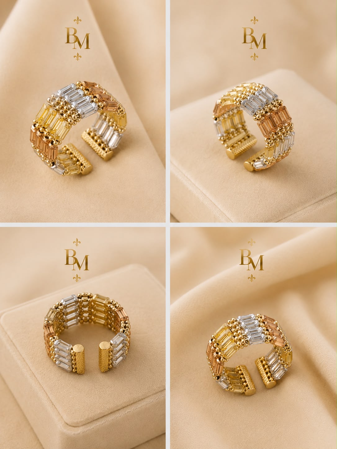 18K Tri-Color Gold Open Ring | 5.54 g