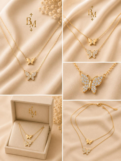 Butterfly Elegance Necklace | Solid 18K Gold | Bahremand Jewellery