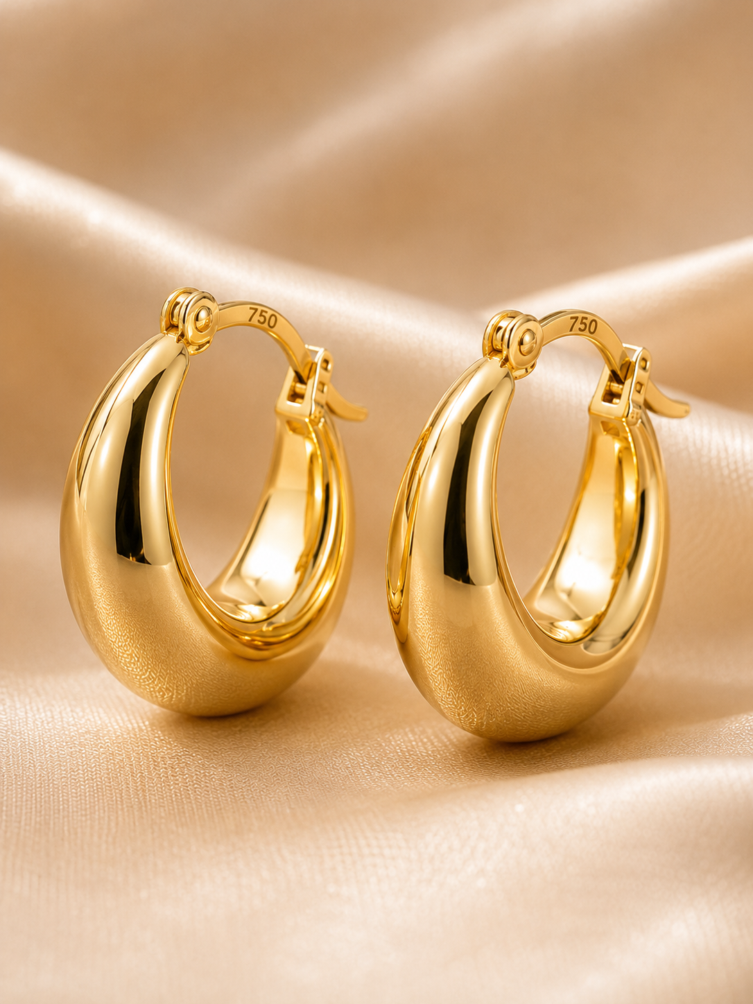 Classic Chunky Hoop Earrings | Solid 18K Gold – 1.9g | Bahremand Jewellery
