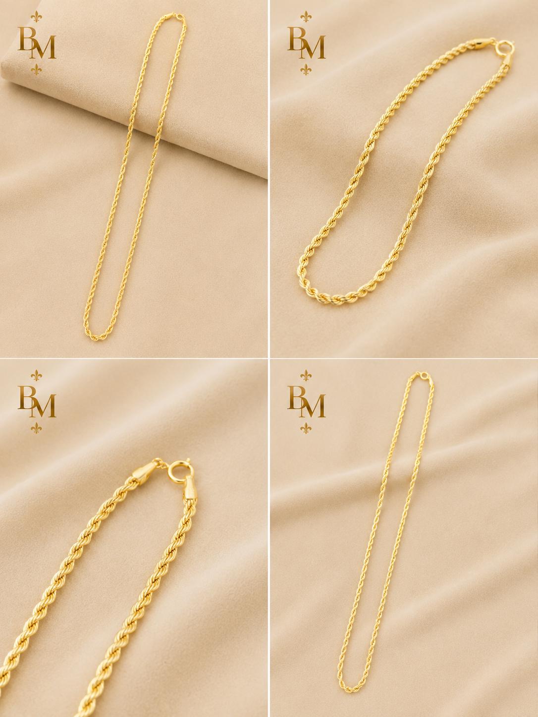 Rope Chain & Bracelet Set | Solid 18K Gold | 9.54 g | Bahremand Jewellery