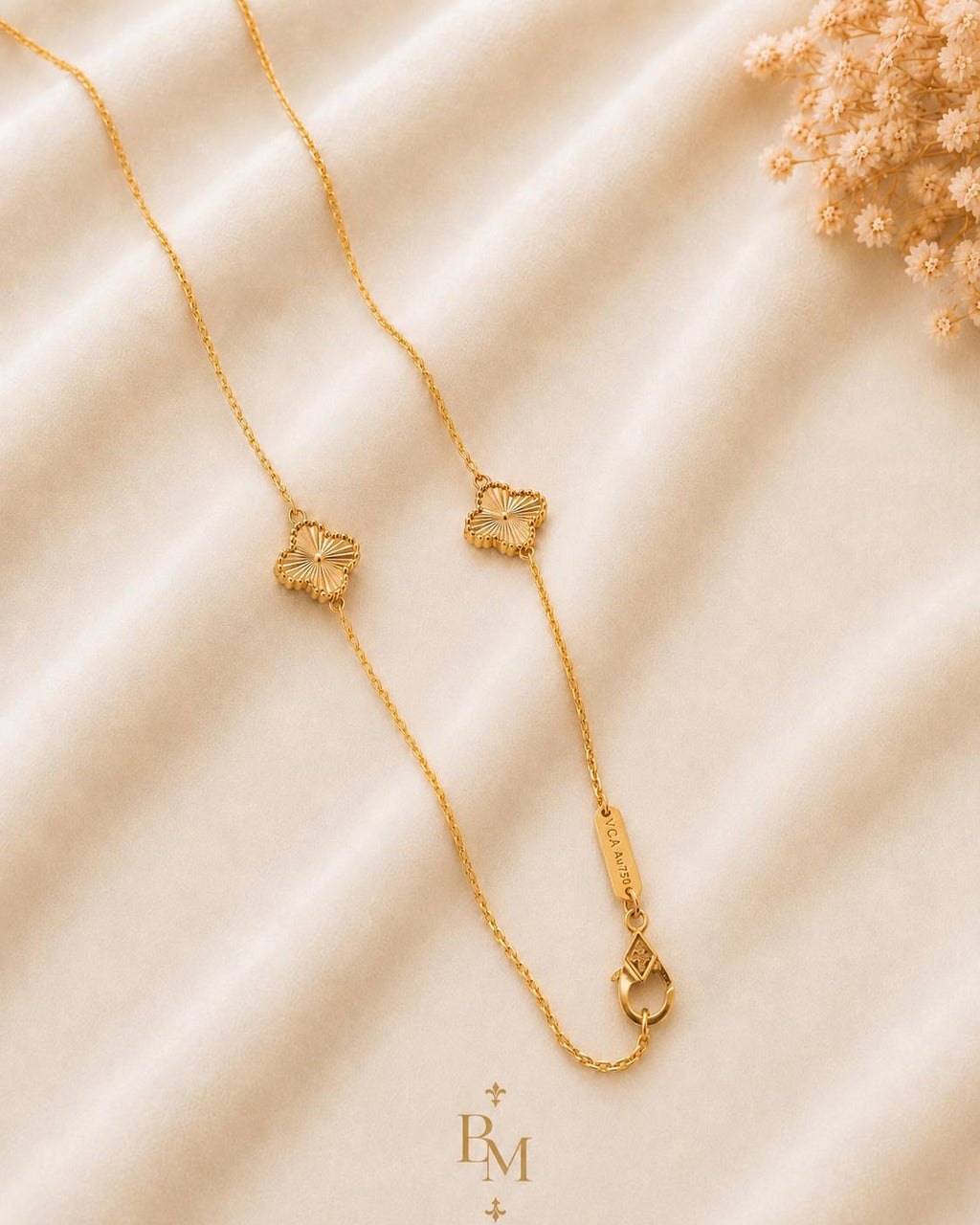 Clover Necklace & Bracelet Set | Solid 18K Gold | 17.00 g | Bahremand Jewellery