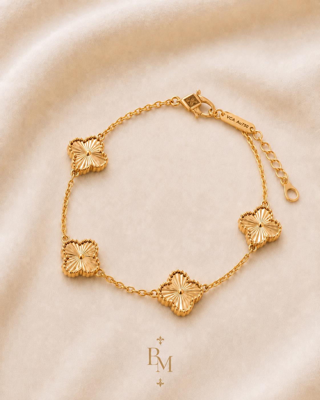 Clover Necklace & Bracelet Set | Solid 18K Gold | 17.00 g | Bahremand Jewellery