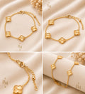 Clover Necklace & Bracelet Set | Solid 18K Gold | 17.00 g | Bahremand Jewellery