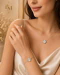 Clover Necklace & Bracelet Set | Solid 18K White Gold | 11.30 g | Bahremand Jewellery