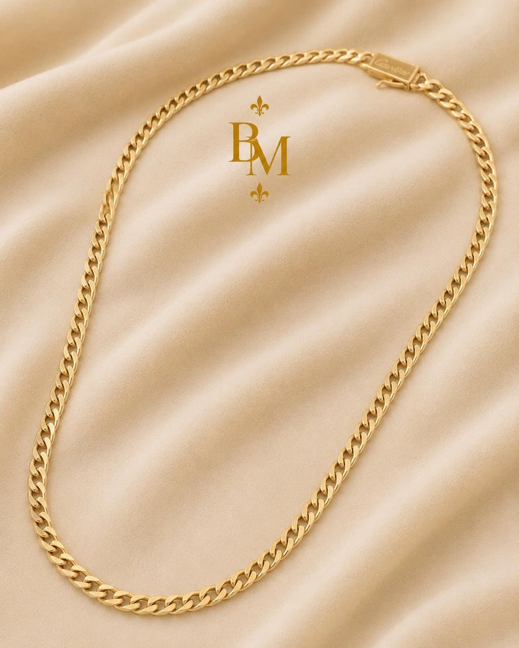 18K Yellow Gold Cuban Link Necklace & Earrings Set – 23g
