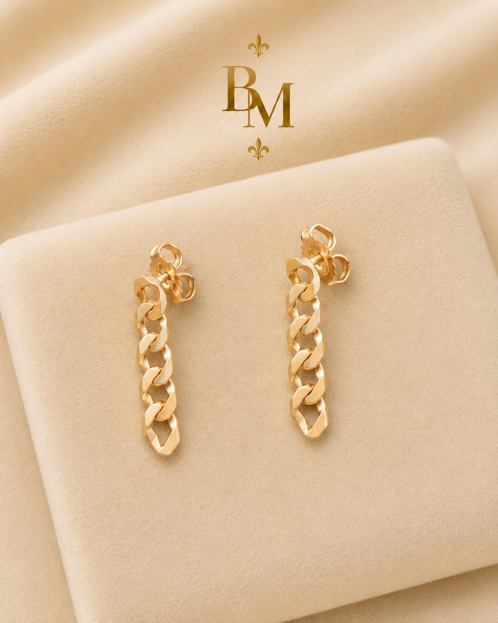 18K Yellow Gold Cuban Link Necklace & Earrings Set – 23g