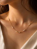 Beaded Station Necklace | Solid 18K Gold – 1.0g | Bahremand Jewellery