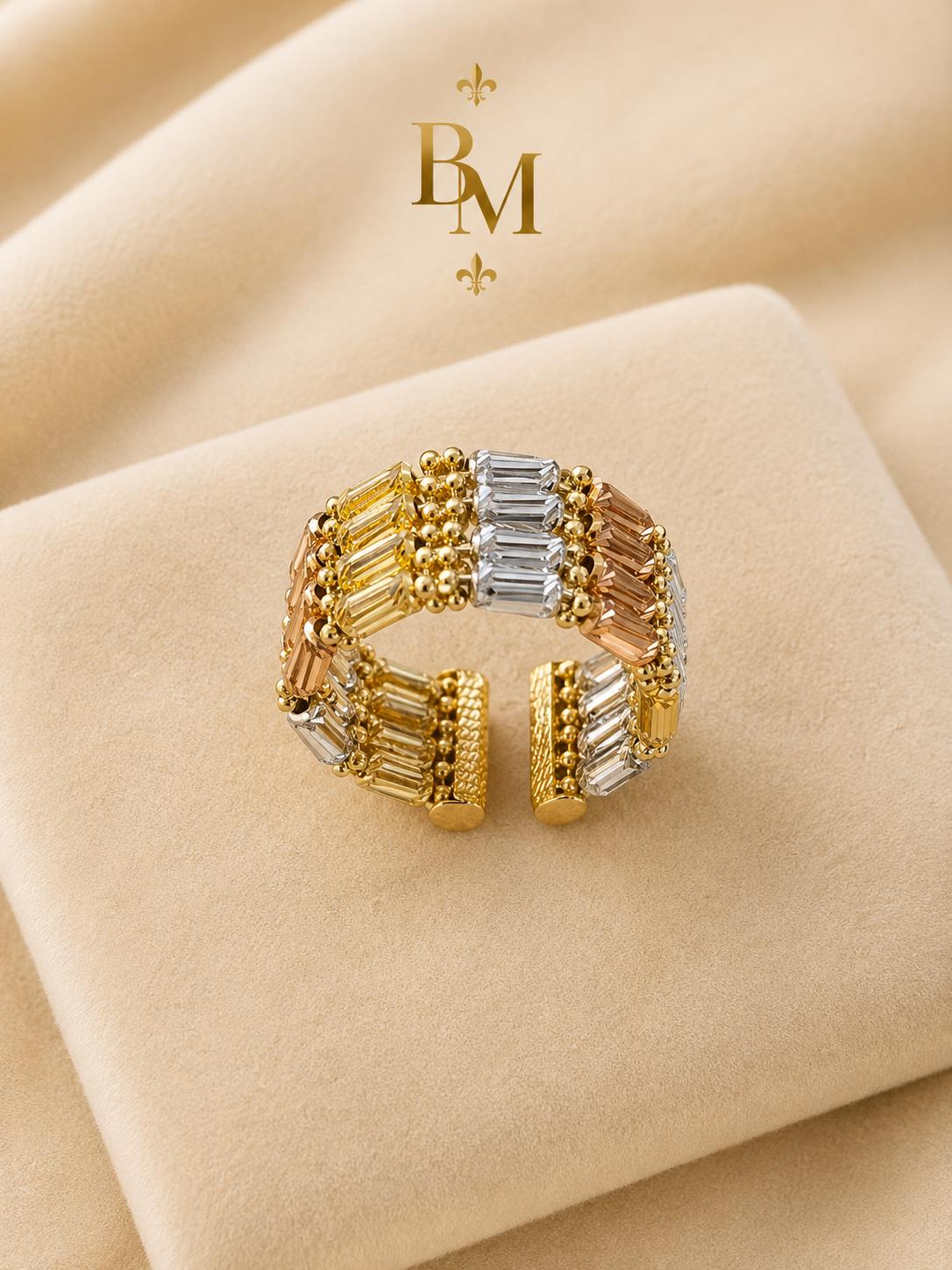 18K Tri-Color Gold Open Ring | 5.54 g