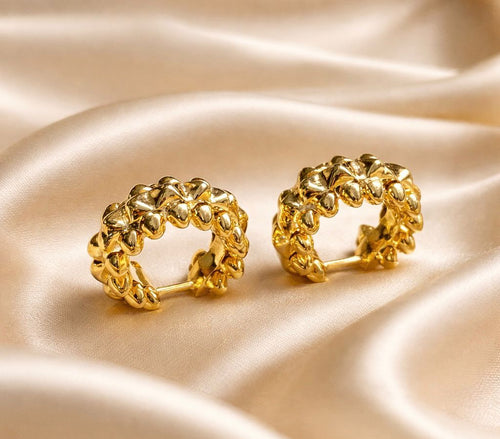 Beaded Hoop Earrings | Solid 18K Gold | Bahremand Jewellery