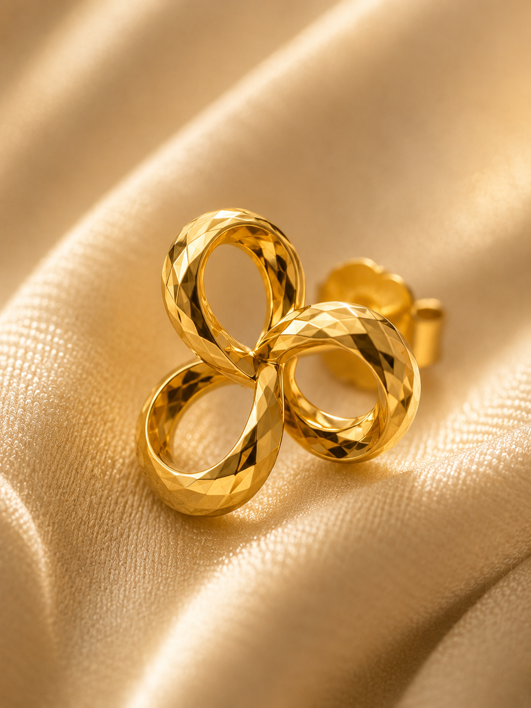 Triple Loop Stud Earrings | Solid 18K Gold – 0.92g | Bahremand Jewellery