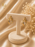 Two-Tone Hoop Earrings | Solid 18K Gold – 2.61g | Bahremand Jewellery