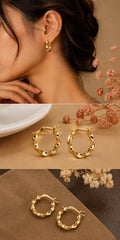 18K Yellow Gold Twisted Hoop Earrings – 1.1g
