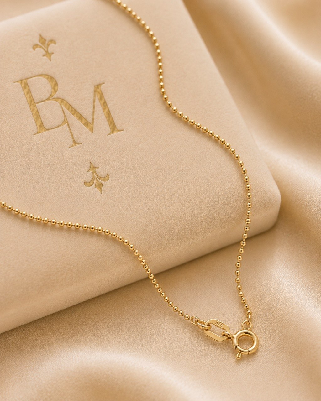 18K Yellow Gold Beaded Chain Necklace for Children – 18” – 1.2g