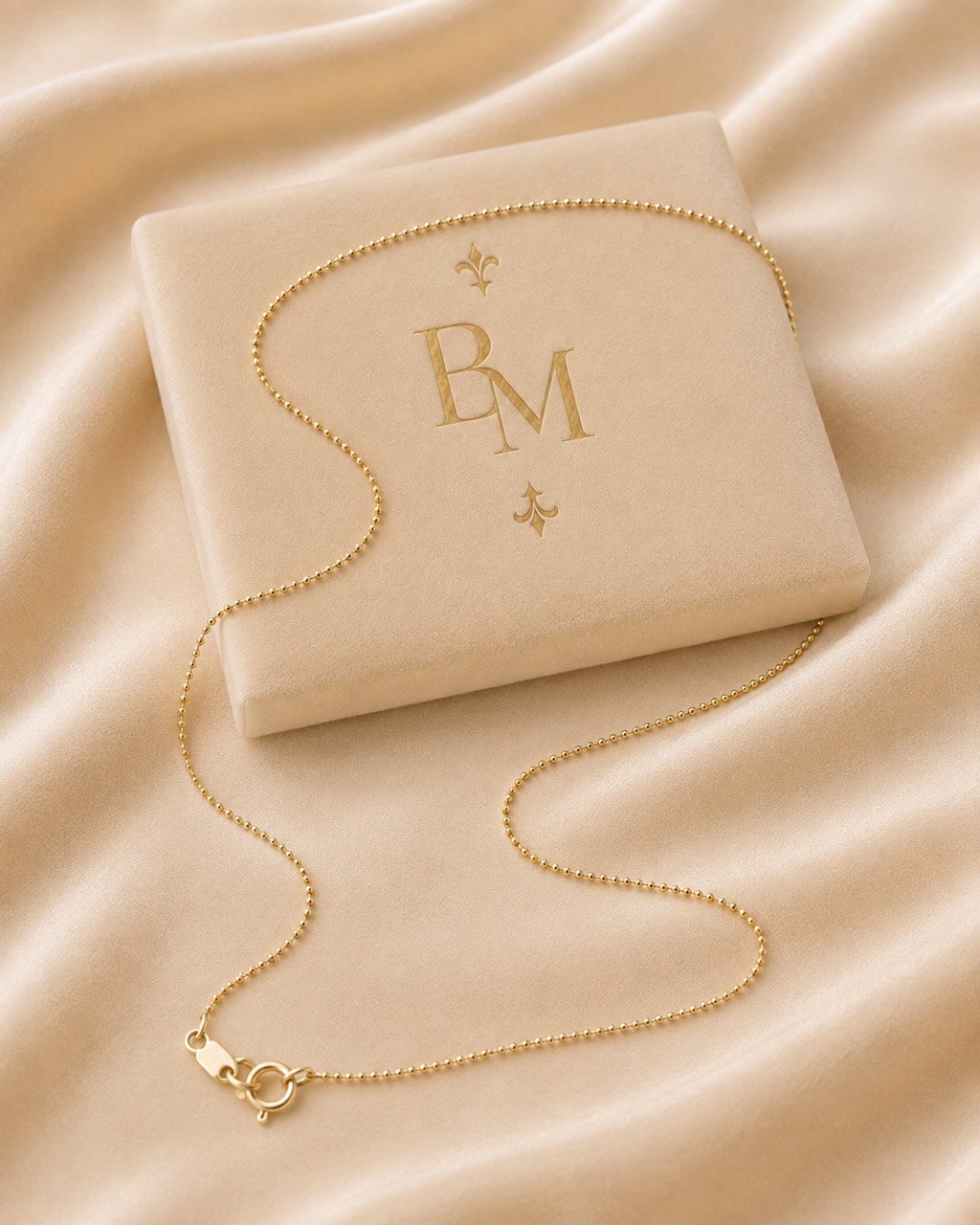 18K Yellow Gold Beaded Chain Necklace for Children – 18” – 1.2g