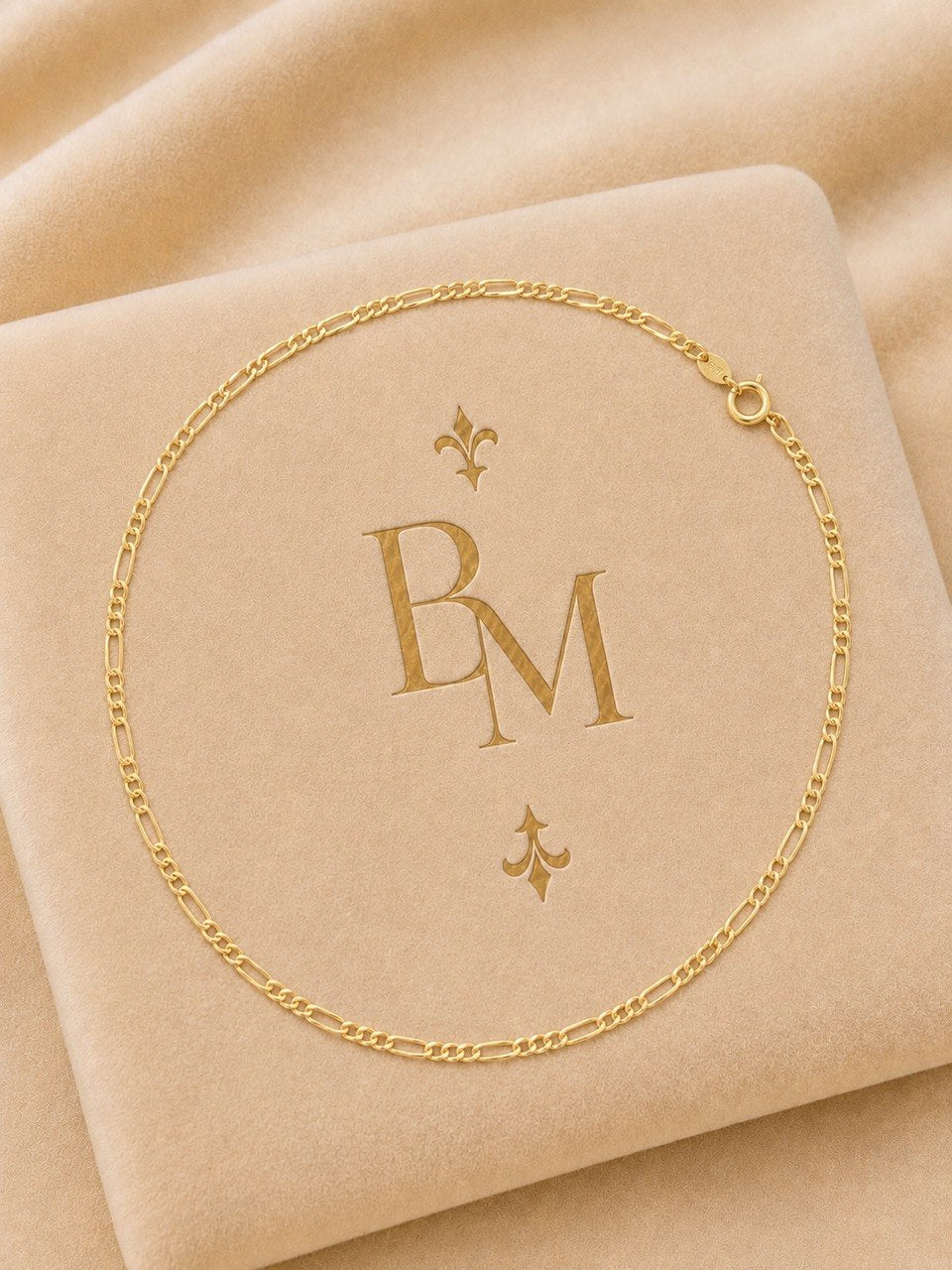 18K Yellow Gold Kids Figaro Chain – 19.5”