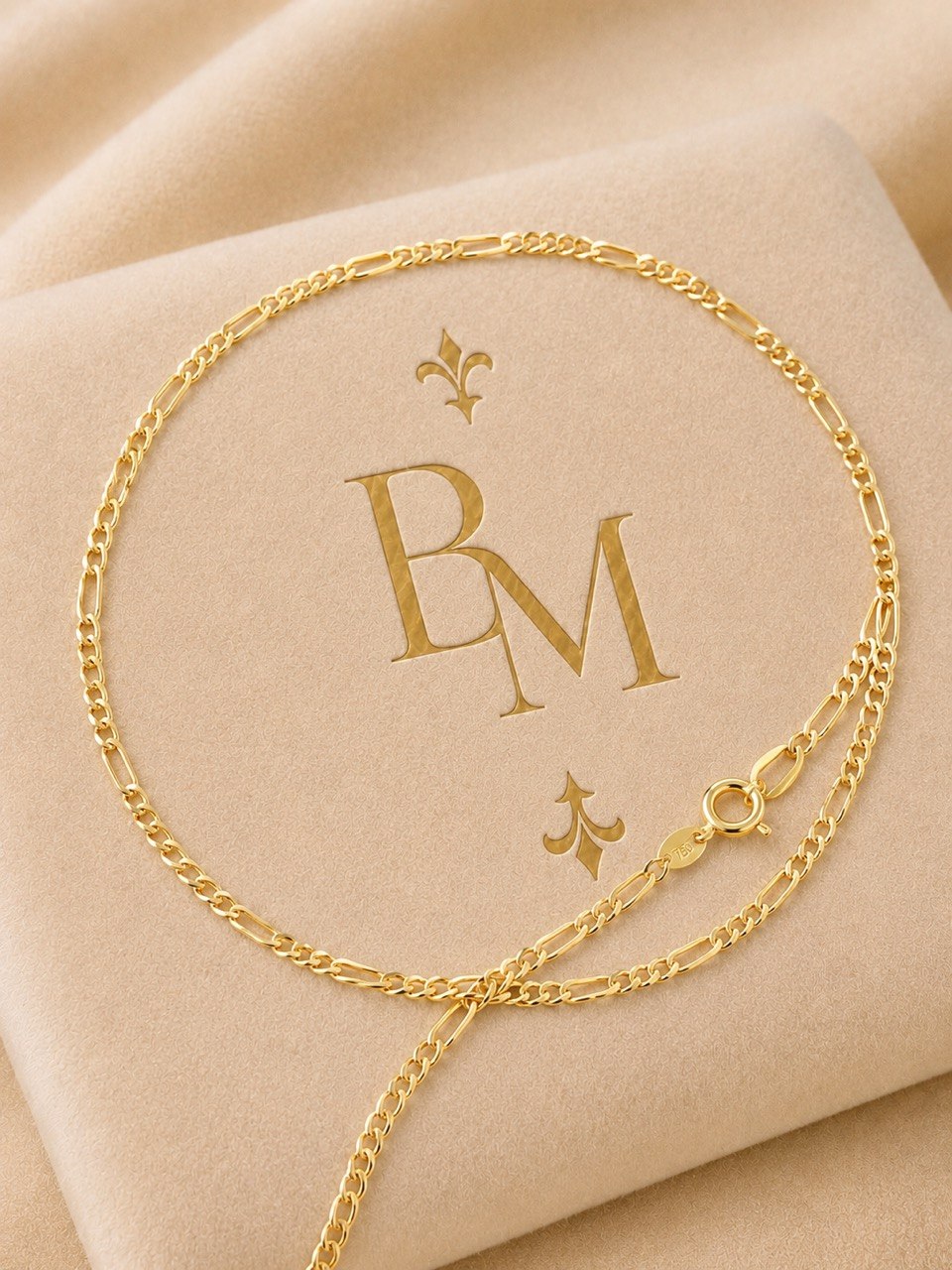 18K Yellow Gold Kids Figaro Chain – 19.5”