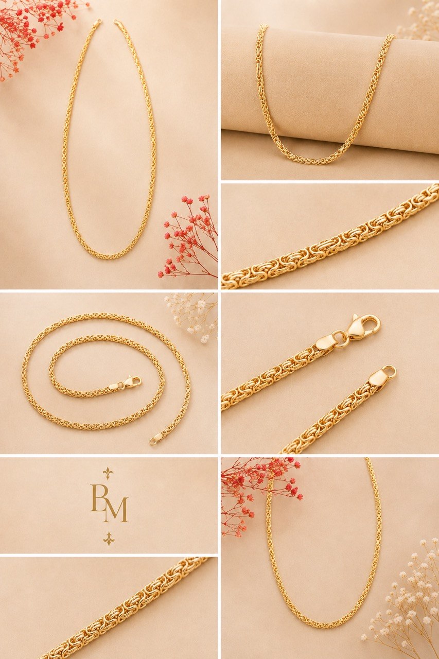 18K Yellow Gold Byzantine Chain – 20” | Unisex