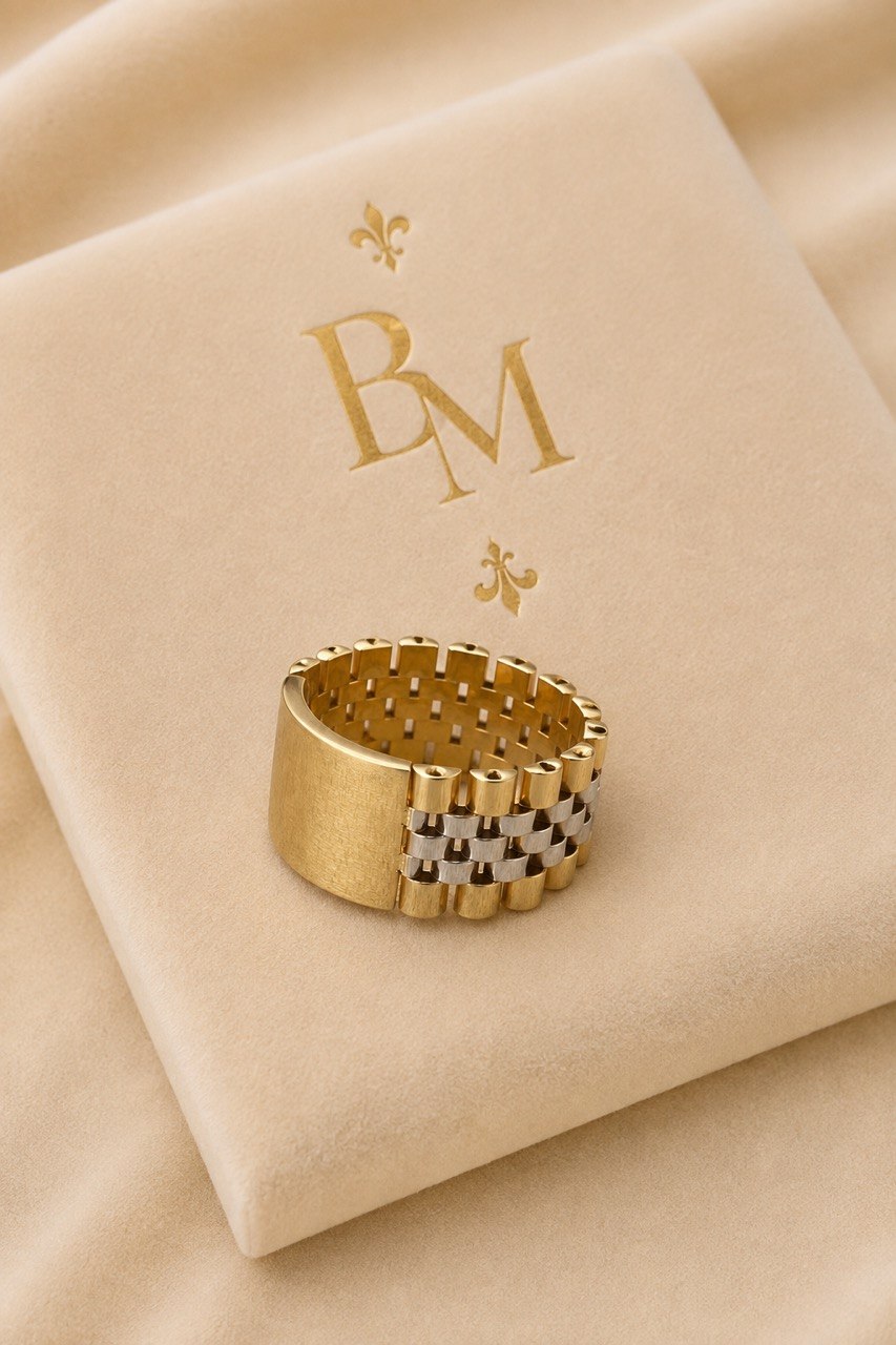 18K Two-Tone Statement Ring – 11mm