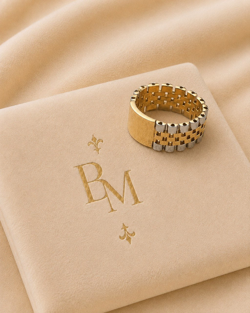 18K Two-Tone Gold Statement Ring – 11mm | Unisex