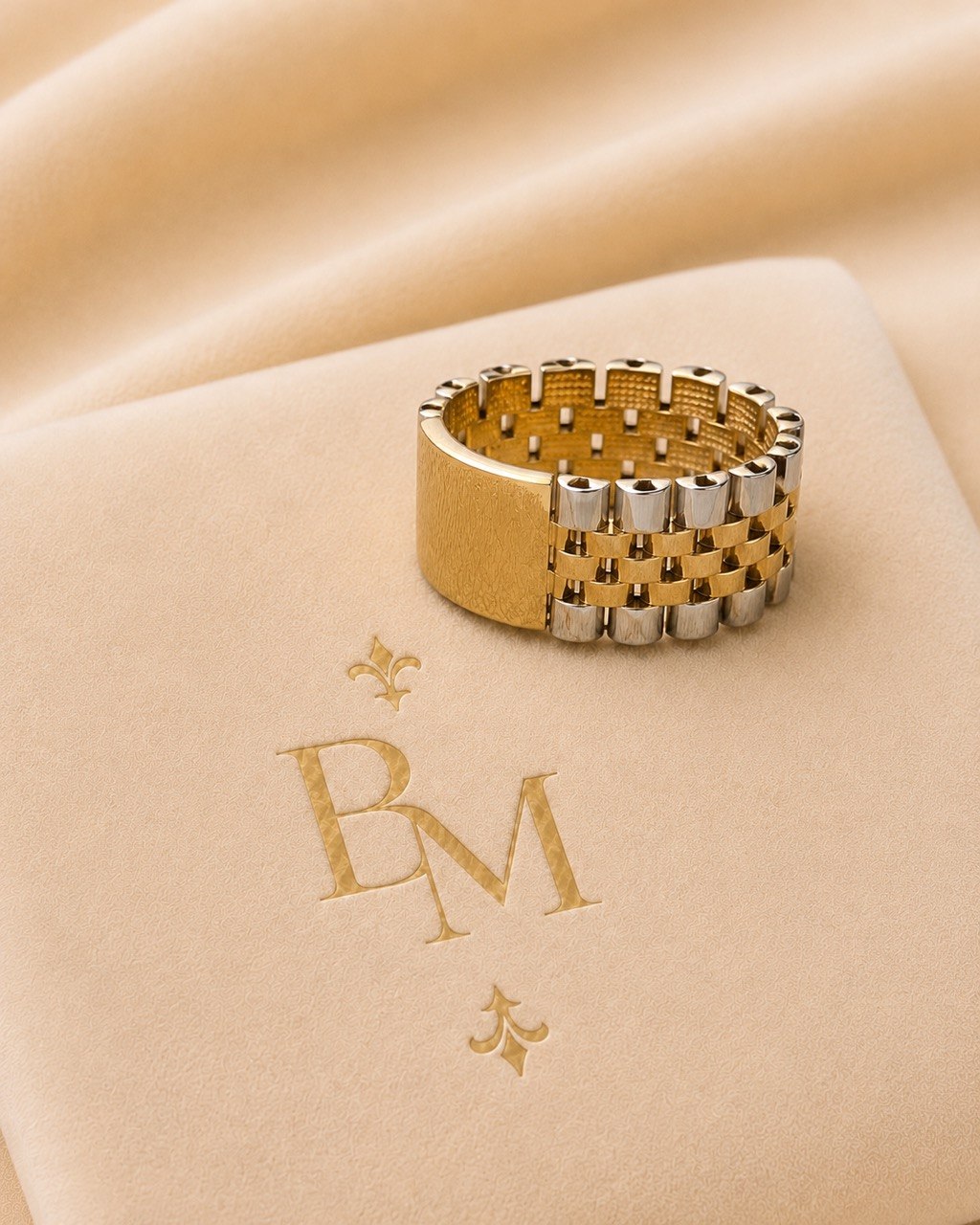 18K Two-Tone Gold Statement Ring – 11mm | Unisex