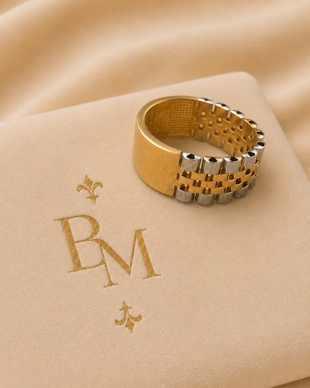 18K Two-Tone Gold Statement Ring – 11mm | Unisex