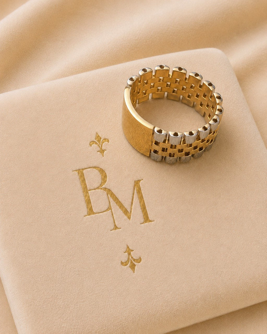 18K Two-Tone Gold Statement Ring – 11mm | Unisex