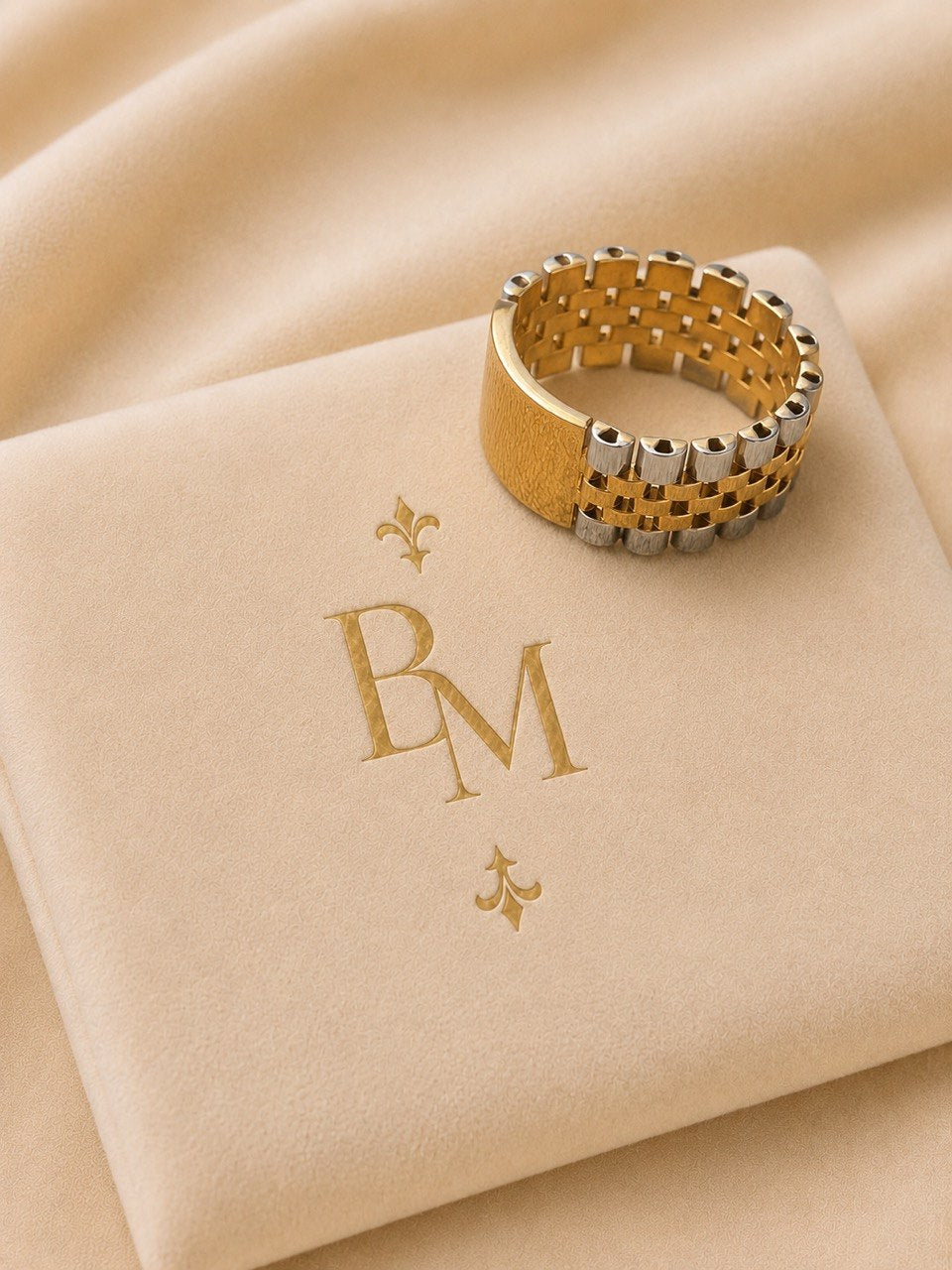 18K Two-Tone Gold Statement Ring – 11mm | Unisex