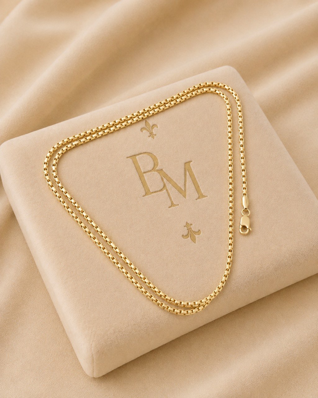 18K Yellow Gold Box Chain Necklace – 21.5" | 2.5mm | Unisex