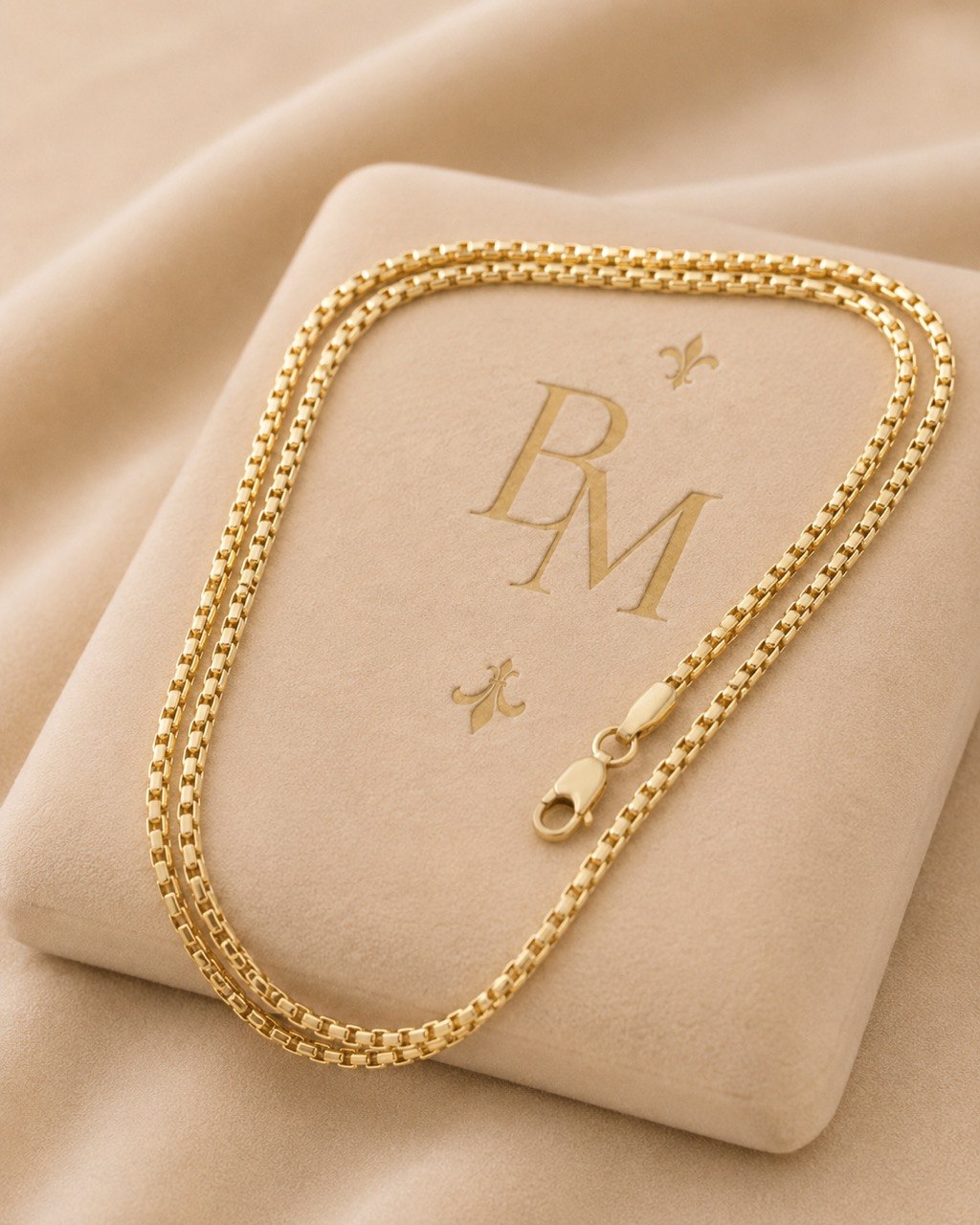18K Yellow Gold Box Chain Necklace – 21.5" | 2.5mm | Unisex