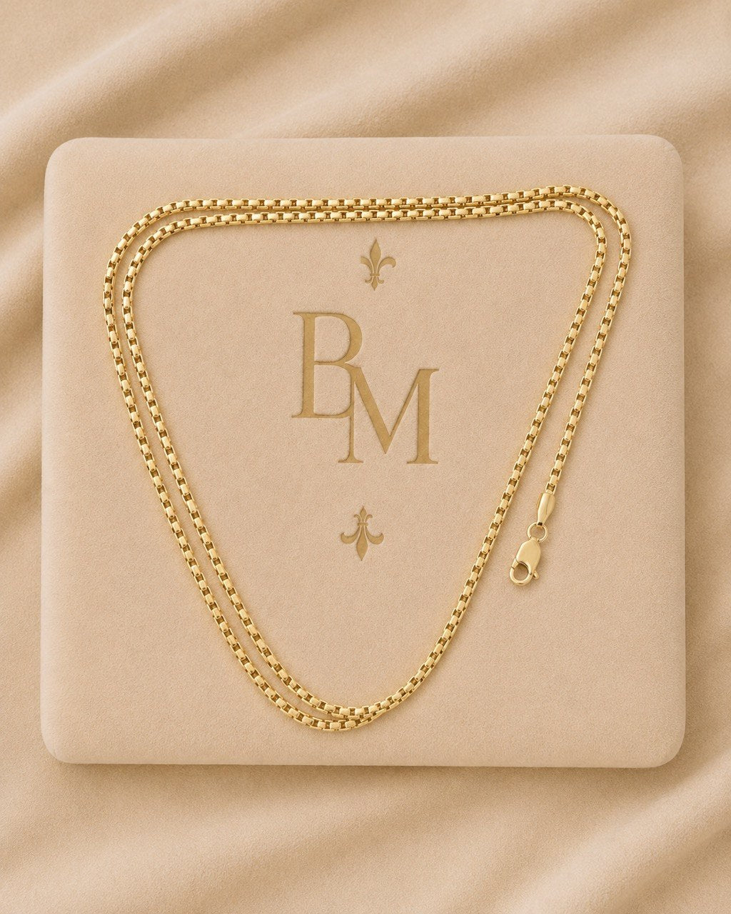 18K Yellow Gold Box Chain Necklace – 21.5" | 2.5mm | Unisex