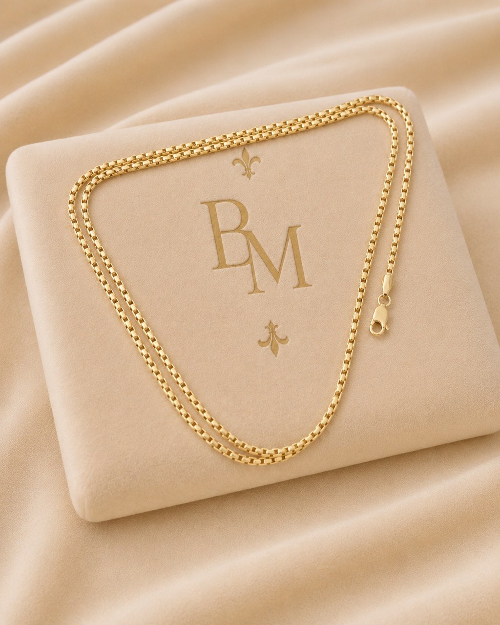 18K Yellow Gold Box Chain Necklace – 21.5" | 2.5mm | Unisex