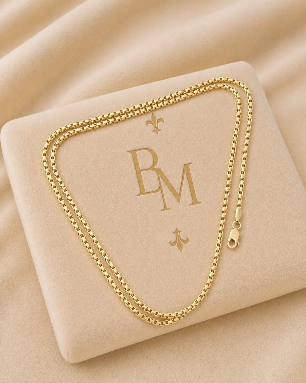 18K Yellow Gold Box Chain Necklace – 21.5" | 2.5mm | Unisex