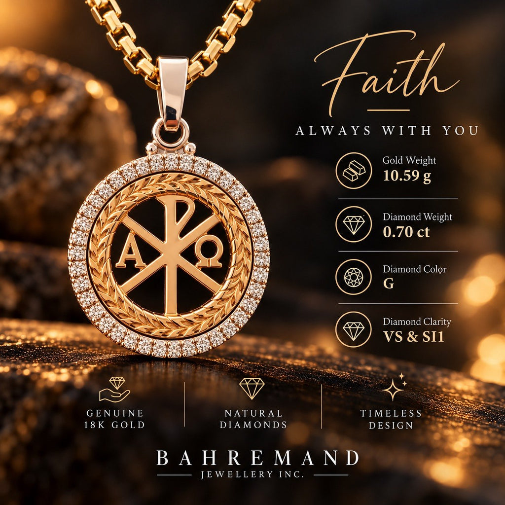 Custom 18K Gold & Diamond Faith Pendant – Chi Rho