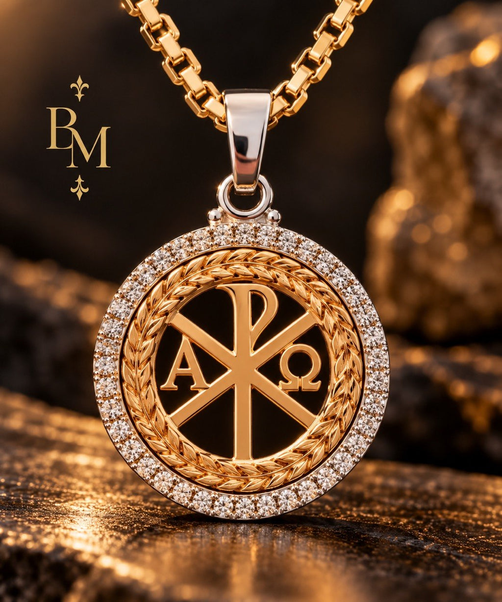 Custom 18K Gold & Diamond Faith Pendant – Chi Rho