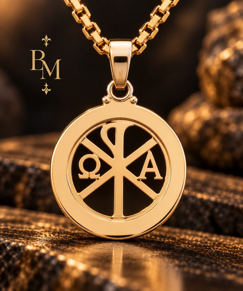 Custom 18K Gold & Diamond Faith Pendant – Chi Rho