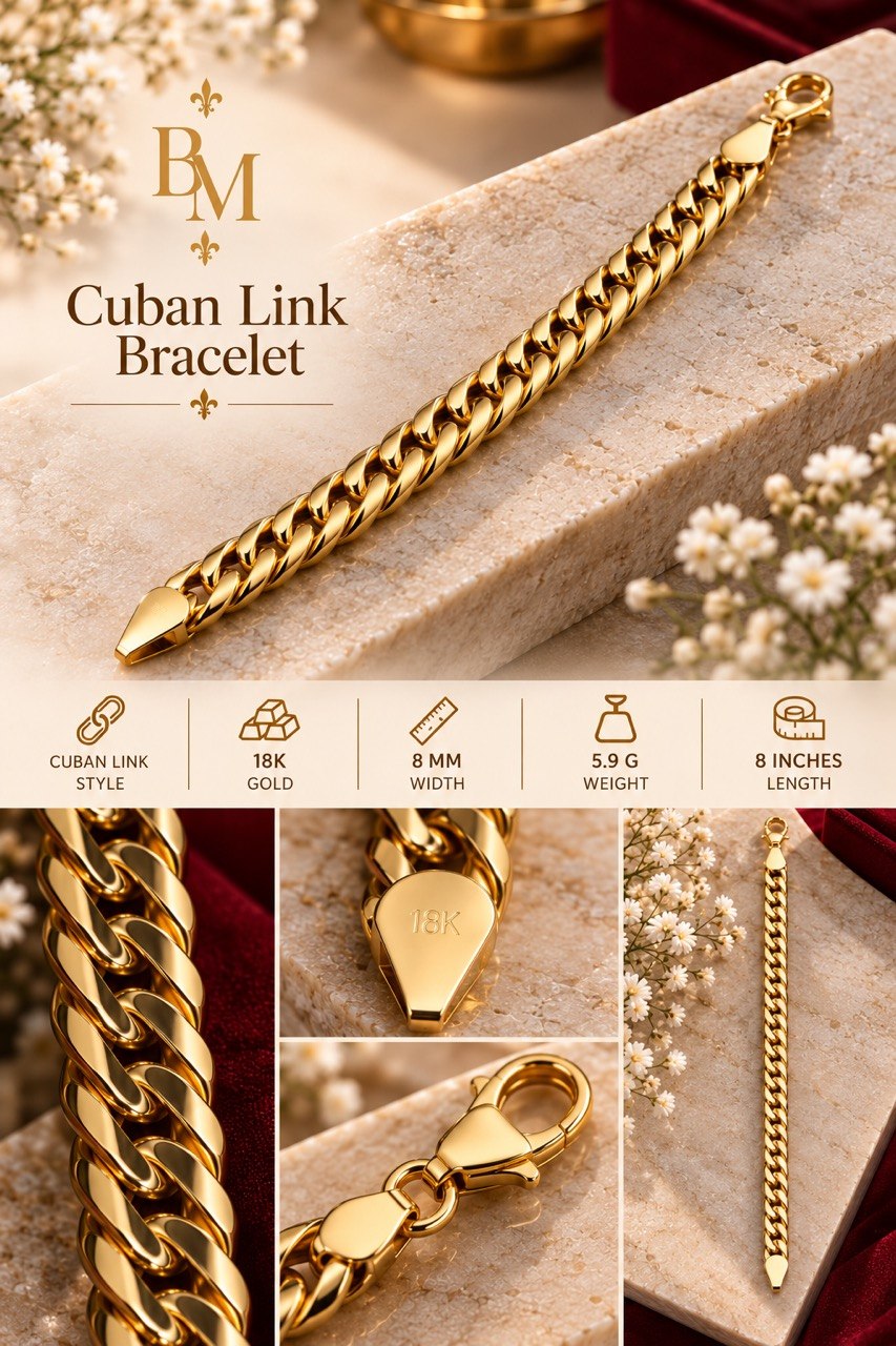 18K Gold Cuban Link Bracelet – 8” | 5.9g