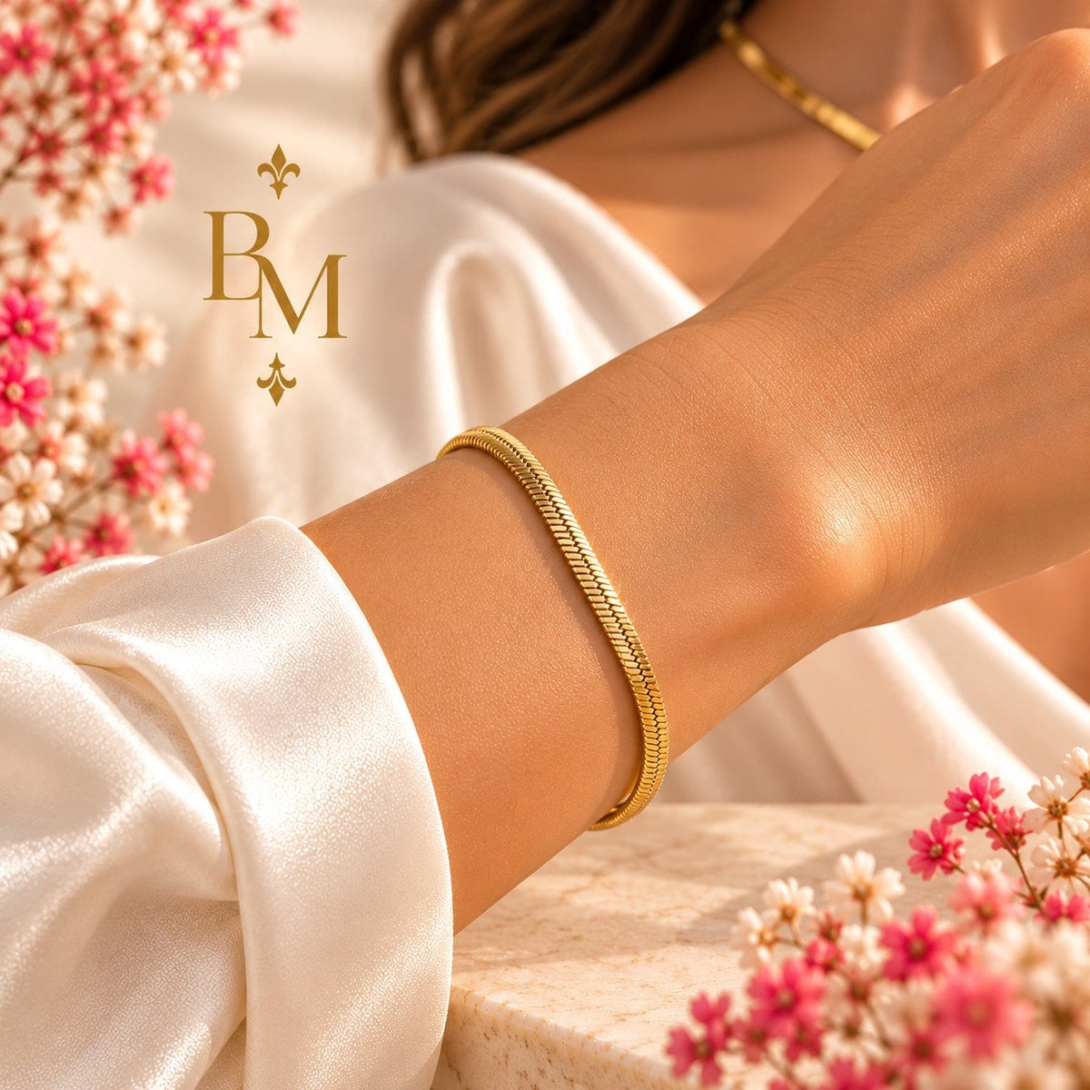 18K Solid Gold Snake Chain Necklace & Bracelet Set | 16” & 8” | 16.3g