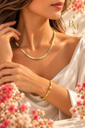 18K Solid Gold Snake Chain Necklace & Bracelet Set | 16” & 8” | 16.3g