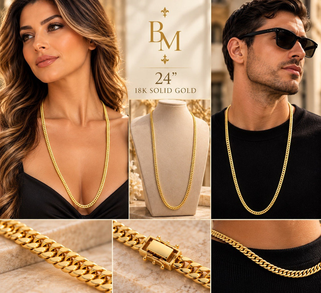 18K Solid Gold Japanese Cartier Link Necklace – 24” | 6.4 g