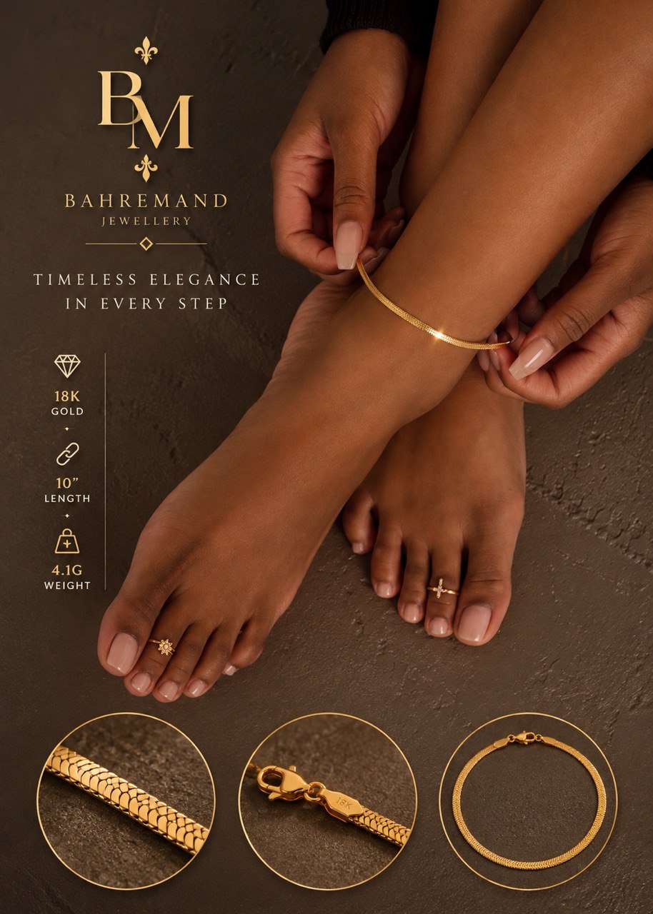 18K Solid Gold Snake Chain Anklet – 10” | 4.1g